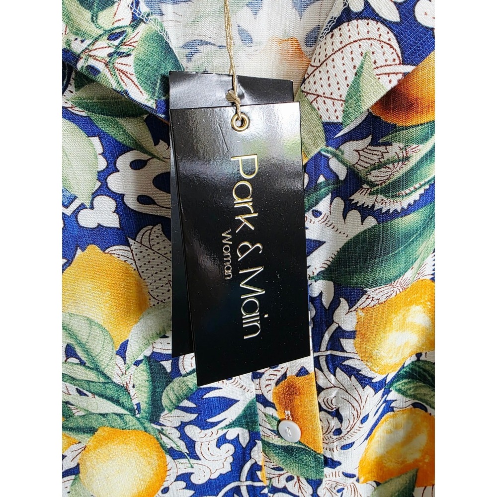 Park & Main Woman 1X Lemon Print Long Sleeve Button Up Tunic Top NWT - Picture 12 of 14
